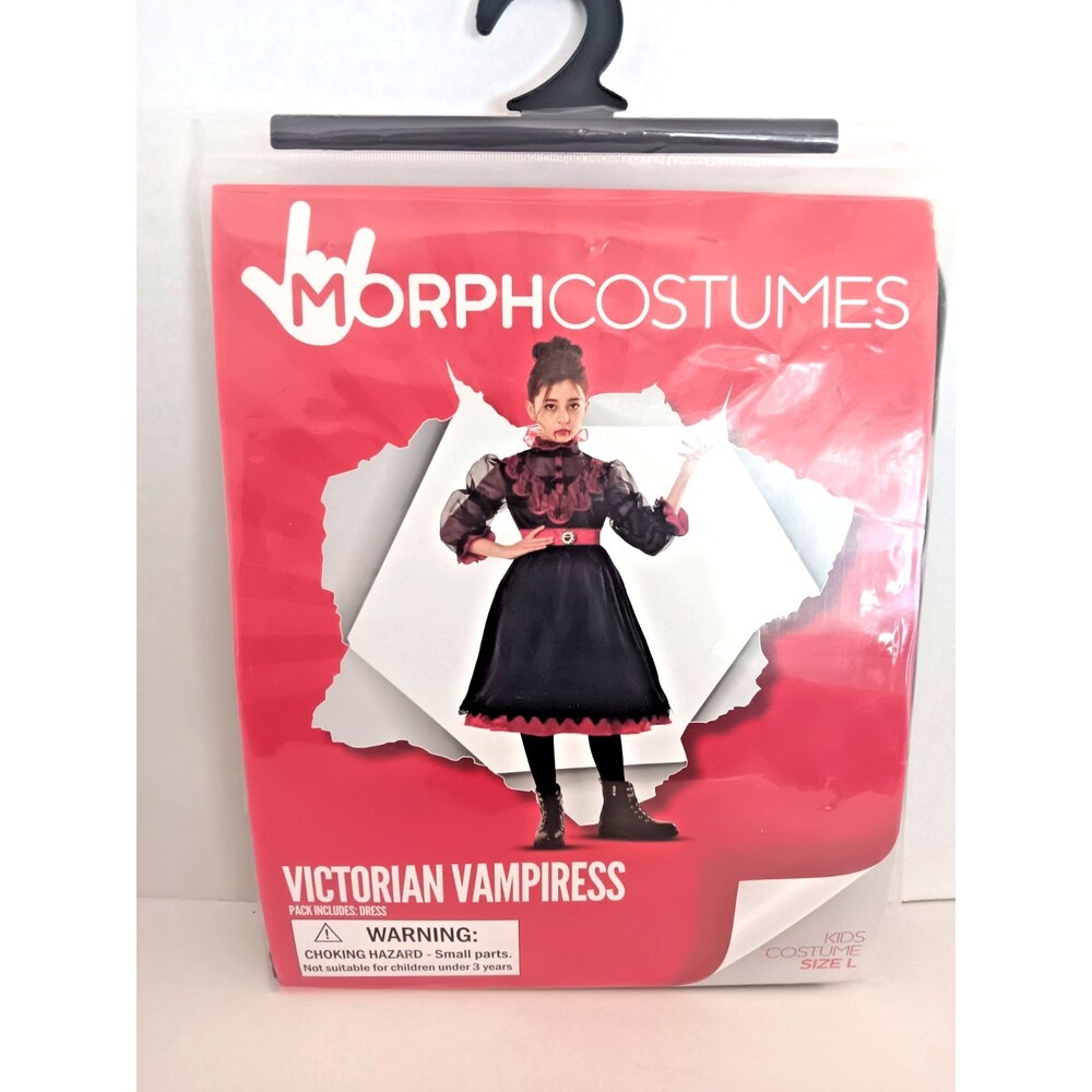 Halloween Girls Victorian Vampiress Costume Kids Dress Sz L Morph Costumes NIP